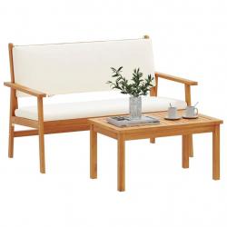 Ensemble de canapé de jardin 4 pièces avec coussins en bois d'acacia massif