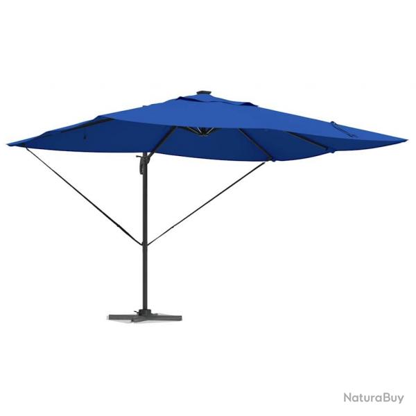 Parasol dport Roma avec LEDs bleu azur, 352 x 251 x 265 cm en aluminium