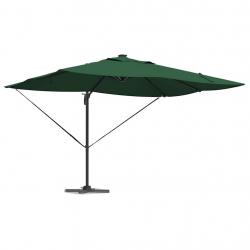 Parasol déporté Roma avec LEDs Vert 352x251x265 cm en aluminium