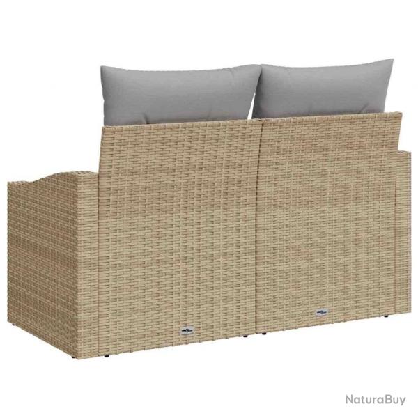 Canap de jardin 2 places avec rangement et coussins en poly rotin beige