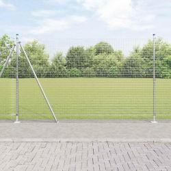 Clôture en fil soudé avec 13 poteaux flans 1,5x25 m en acier galvanisé