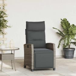 Chaise de jardin inclinable avec table d'appoint gris polyrotin