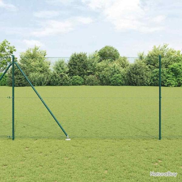 Clture en Fil Soud avec 13 Piquets Verts 1.6x25 m en Acier