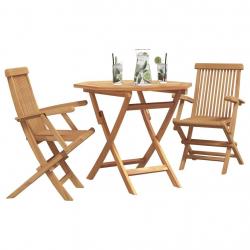 Ensemble Bistro de Jardin Pliable 3 Pièces en Bois Massif d'Acacia