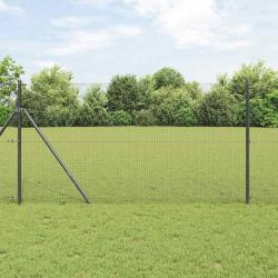 Clôture en Fil Soudé avec 13 Poteaux Gris 1.4x25 m en Acier