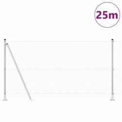 Clôture en fil soudé avec 13 poteaux flangés 1.2x25 m en acier galvanisé