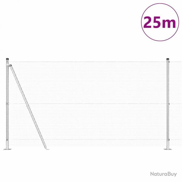 Clture en fil soud avec 13 poteaux flangs 1.2x25 m en acier galvanis
