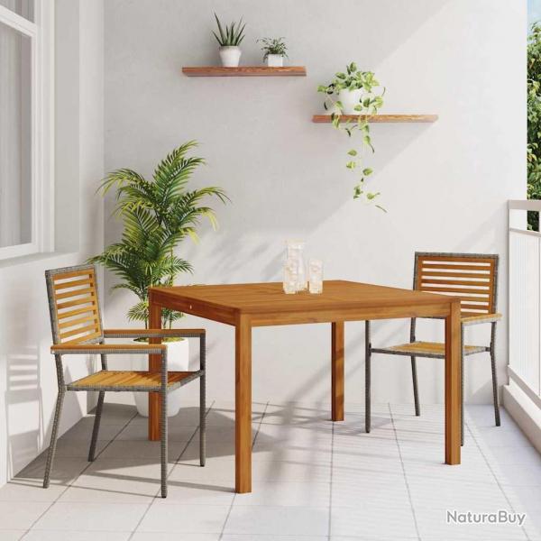 Ensemble de salle  manger de jardin 3 pcs Gris