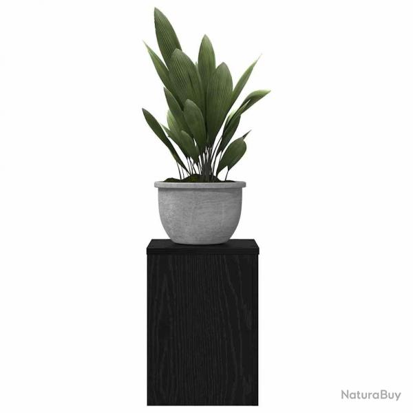 Supports de plantes 2 pcs en chne noir 25x25x35 cm, en bois reconstitu.