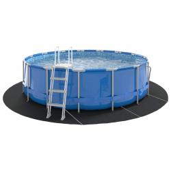 Feuille de sol de piscine noire Ø 458 cm, tissu non tissé rond.