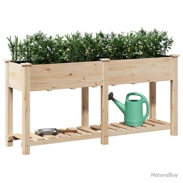 Jardinire avec tagre 161x43x76 cm en bois massif de sapin