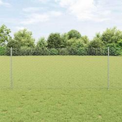 Clôture Hexagonale avec 22 Poteaux U Argent 1x25 m Acier