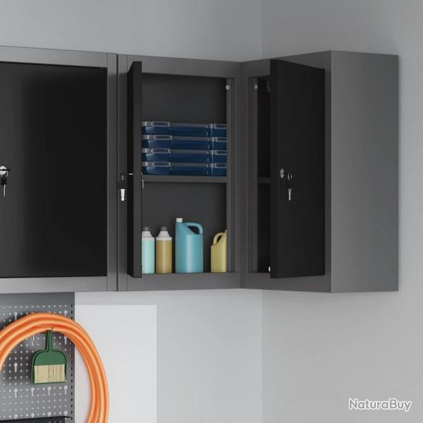 Armoire  outils d'angle murale et verrouillable en acier noir