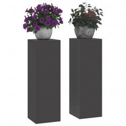 Supports de Plantes d'Extérieur Pilier 2 pcs Noir 24x24x75 cm Acier
