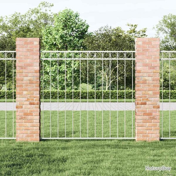 Panneau de clture en acier blanc 1,7 x 1,2 m