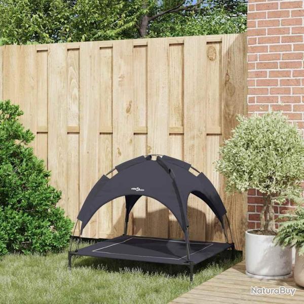 Lit pour chien surlev avec toit amovible Noir L Acier