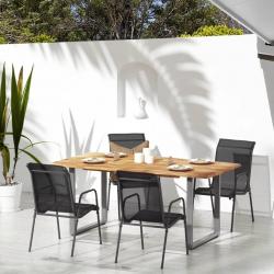 Chaises de jardin 4 pcs Acier et textilène Noir