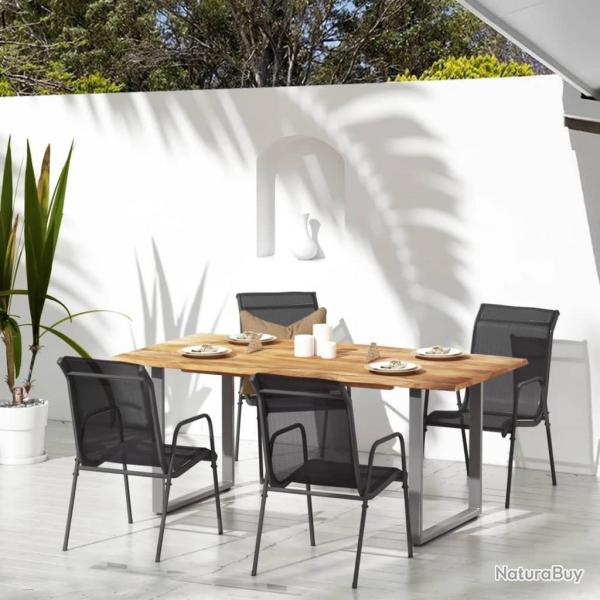 Chaises de jardin 4 pcs Acier et textilne Noir