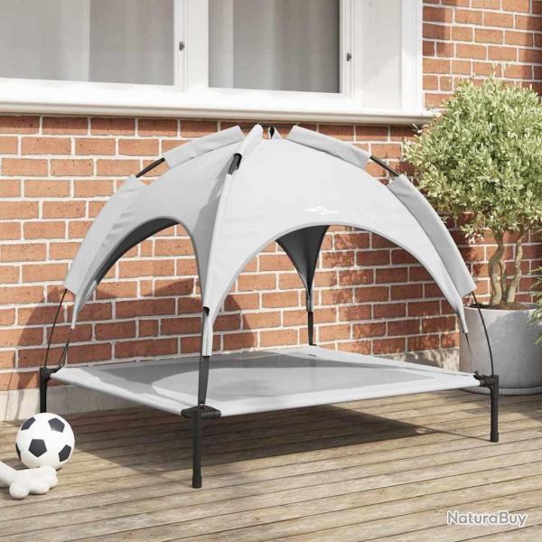 Lit Chien Surlev avec Toit Amovible Argent L Acier