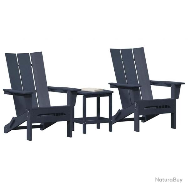 Ensemble de salon de jardin 3 pices bleu marine HDPE