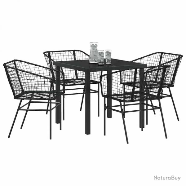 Ensemble de salle  manger de jardin de 5 pices en poly rotin noir