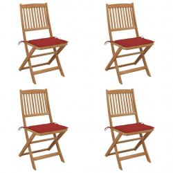 Chaises pliables de jardin lot de 4 avec coussins Bois d'acacia
