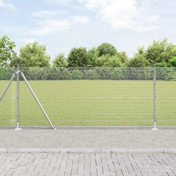 Clture en fil soud avec 13 poteaux flanqus 1x25 m en acier galvanis