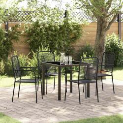 Ensemble de jardin 5 pièces en corde de coton noir et acier