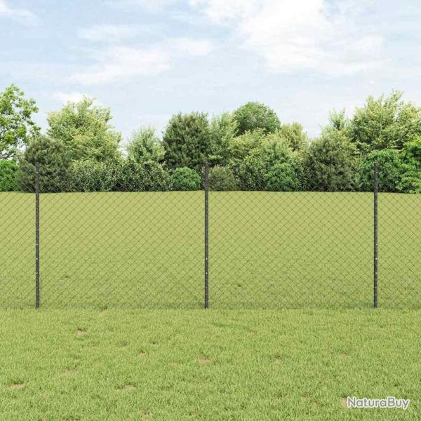 Clture en Mailles avec 44 Poteaux en U Gris 1x25 m Acier
