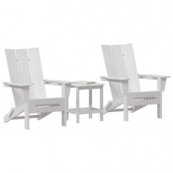 Ensemble de Salon de Jardin 3 Pièces Blanc HDPE