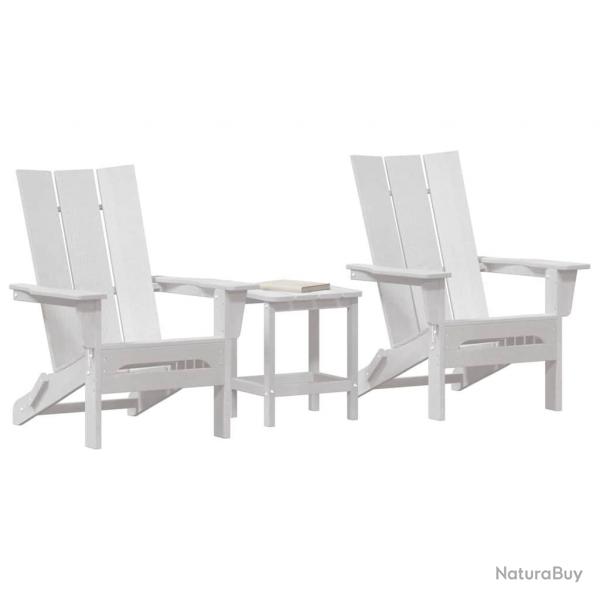 Ensemble de Salon de Jardin 3 Pices Blanc HDPE
