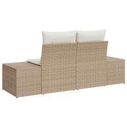 Canapé de jardin 2 places avec rangement et coussins Beige Rotin Poly