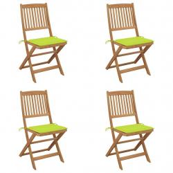 Chaises pliables de jardin lot de 4 avec coussins Bois d'acacia