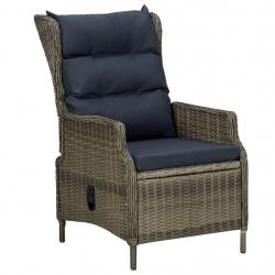 Chaise inclinable de jardin avec coussins Résine tressée Marron