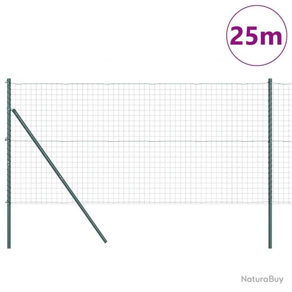 Clture Euro avec 13 poteaux de 1 x 25 m, en acier galvanis vert