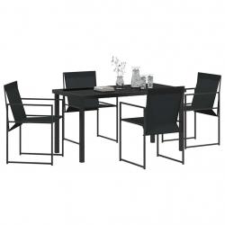 Ensemble de jardin 5 pièces en noir avec textilène et acier.