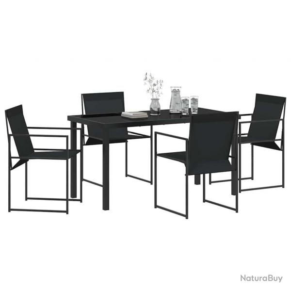 Ensemble de jardin 5 pices en noir avec textilne et acier.