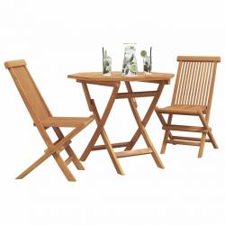 Ensemble bistro pliant 3 pièces en bois de teck massif