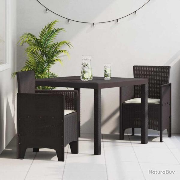 Ensemble de salle  manger de jardin 3 pcs Marron