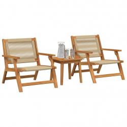 Ensemble de Chaises de Jardin avec Table - 3 Pièces en Bois d'Acacia Massif Beige