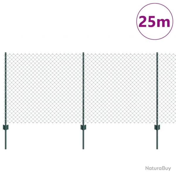 Clture en chane avec 22 poteaux U verte 1x25 m acier