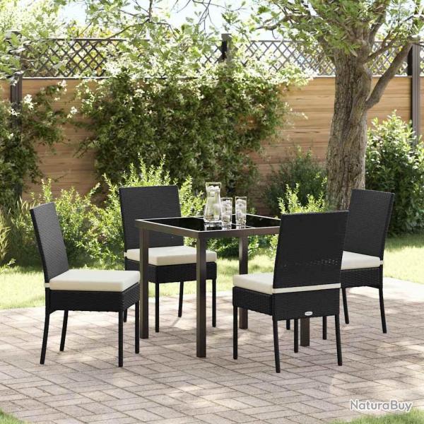 Ensemble de jardin de 5 pices en poly rotin noir