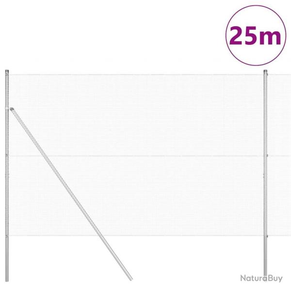 Clture en Fil Soud avec 13 Poteaux 1,5x25 m Acier Galvanis