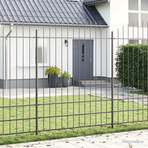 Clture de jardin avec sommets en arc, grise, 3,4 x 2 m en acier