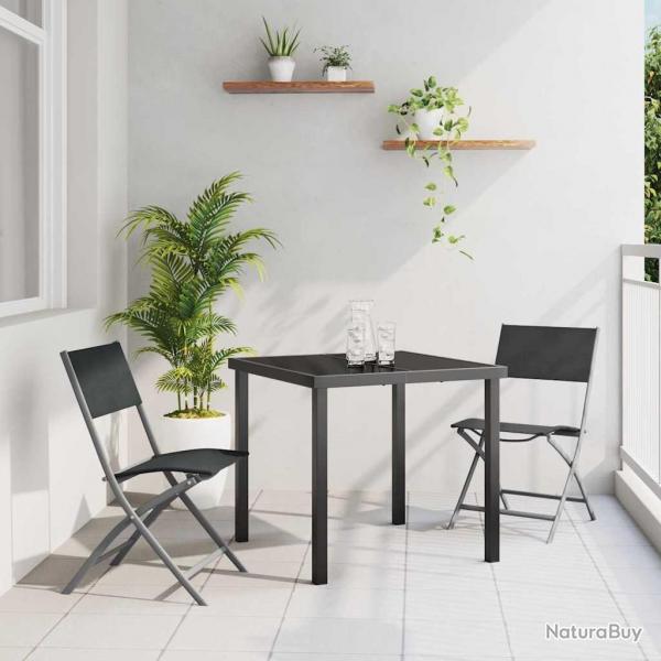 Set de mobilier de jardin , 3 pices en textilne noir et acier.