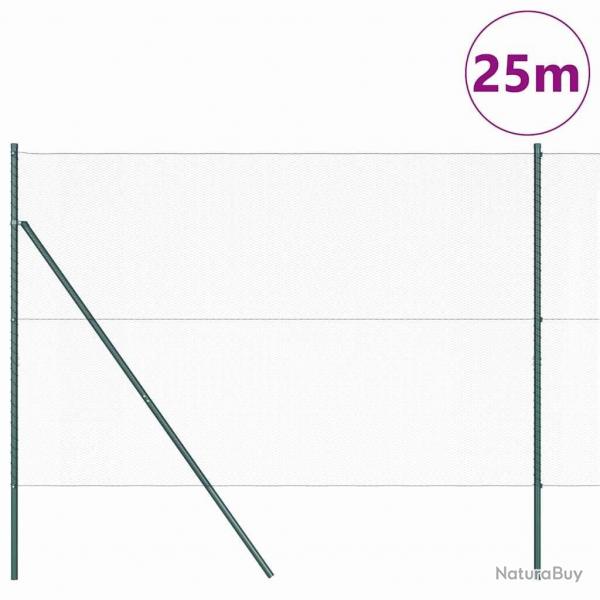 Ensemble de Clture Duo Vert Mtal 25 x 1,5 m Durable