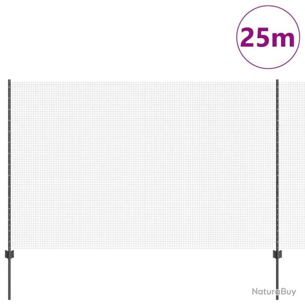 Ensemble de cltures de jardin Lot de 2 Gris Mtal 25 x 1,5 m