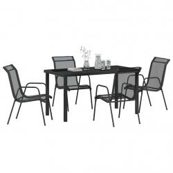 Ensemble de repas de jardin de 5 pièces en textilène noir et acier