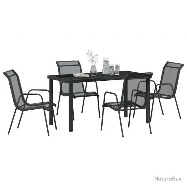 Ensemble de repas de jardin de 5 pices en textilne noir et acier