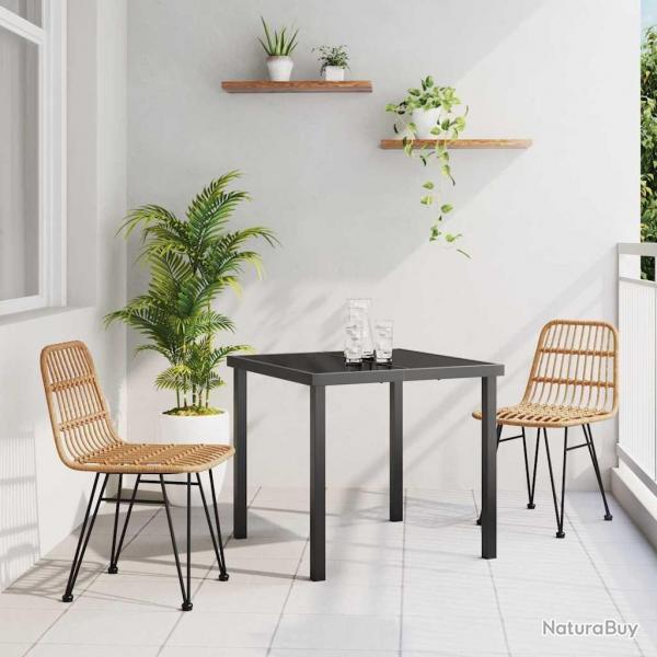 Ensemble de salle  manger de jardin 3 pices en rotin marron